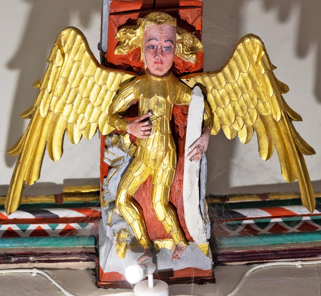 Angel with long scroll