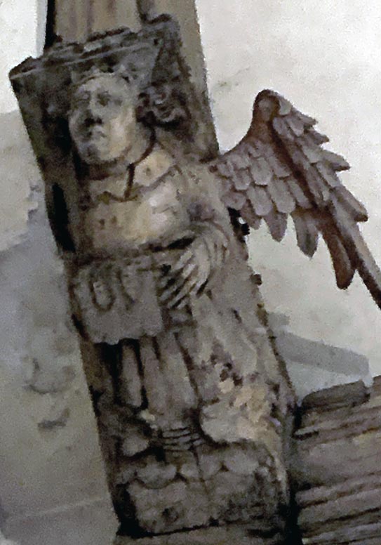 Angel holding sealed book / sealed chest?